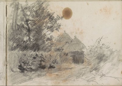 Pfad entlang einer Hecke zu einem Landhaus von Anton Mauve