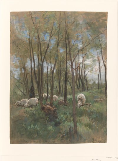 Schafherde im Wald von Anton Mauve