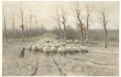 Schafherde auf der Heide bei Laren von Anton Mauve