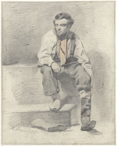 Sitzender Arbeiter von Anton Mauve