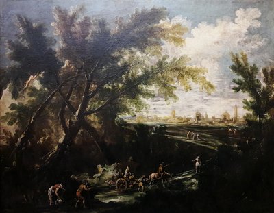 Landschaft mit einem Wasserträger von Antonio Francesco Peruzzini