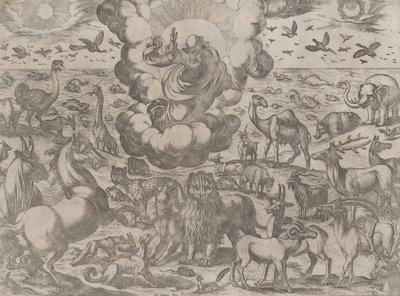 Gott erschafft die Tiere von Antonio Tempesta