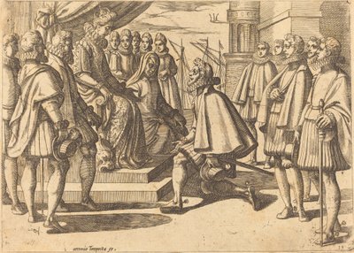 Spanischer Herzog vor Margarete von Österreich von Antonio Tempesta