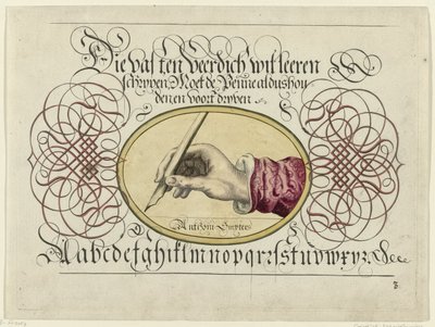 Schreibvorlage mit schreibender Hand von Antonius Smyters