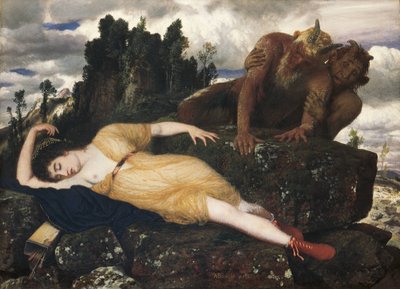 Schlafende Diana von zwei Faunen beobachtet, 1877 von Arnold Böcklin