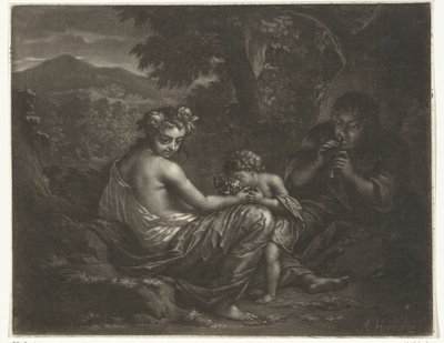 Hirtin und Hirte mit ihrem Kind von Arnold Houbraken