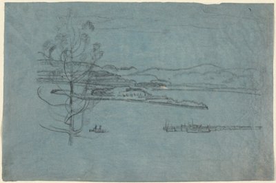 Landschaft mit Dock und zwei Booten von Arthur B. Davies