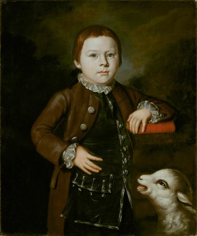 Junge der Hallett-Familie mit Lamm von Artist Unknown