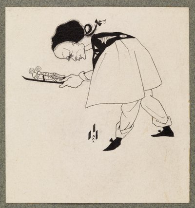 Diener, der Pantoffeln trägt von Aubrey Beardsley