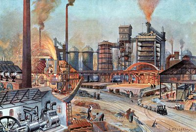 Stahlindustrie in Deutschland, ca. 1880 (Illustration) von August (after) Dressel