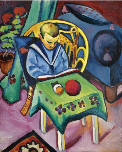 Junge mit Buch und Spielzeug, 1912 von August Macke