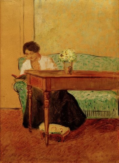 Elisabeth auf grünem Sofa, lesend von August Macke
