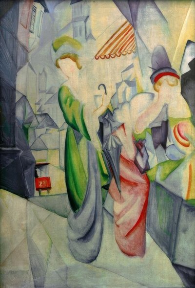 Helle Frauen vor dem Hutladen von August Macke