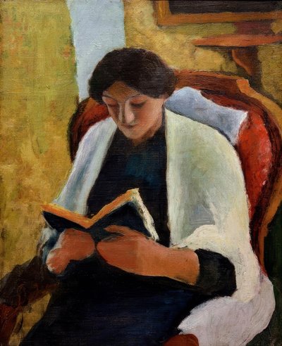 Lesende Frau im roten Sessel von August Macke
