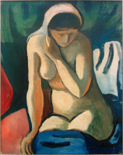 Nacktes Mädchen mit Kopftuch von August Macke