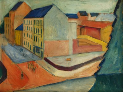 Unsere Straße mit Reitbahn, Bonn, 1913 von August Macke