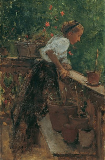 Bauernmädchen auf dem Balkon von August von Pettenkofen