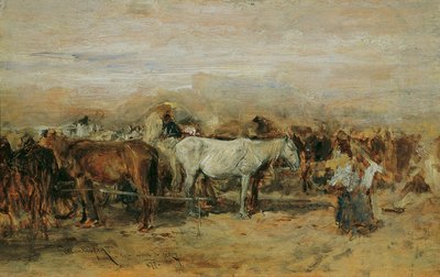 Pferdemarkt in Szolnok II von August von Pettenkofen