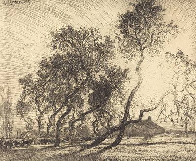 Der Bauernhof mit Pappeln in Holland, 1914 von Auguste Lepere