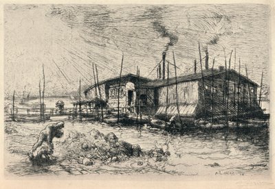 Alte Waschboote in Grenelle, 1915 von Auguste Louis Lepère