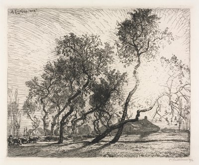 Bauernhof mit Pappeln in Holland von Auguste Louis Lepère