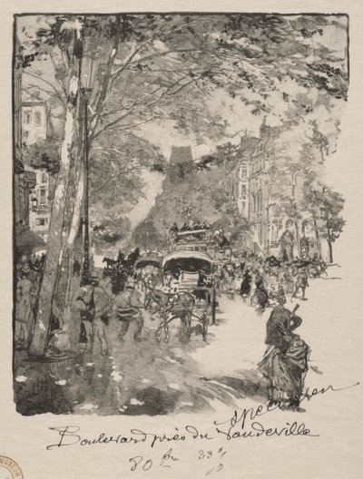 Der Boulevard in der Nähe des Vaudeville von Auguste Louis Lepère