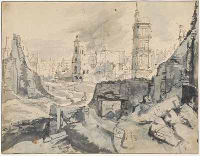 Brüssel nach dem Bombardement von 1695 von Augustin Coppens