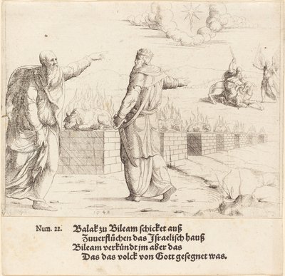 Balaks Opfer und Bileams Prophezeiung, 1548 von Augustin Hirschvogel