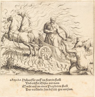 Elija wird in den Himmel aufgenommen von Augustin Hirschvogel