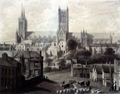 Lincoln Kathedrale von Süden von Augustus Charles Pugin