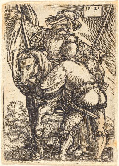 Reitender Standartenträger und Fußsoldat von Barthel Beham