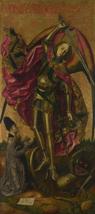 Der heilige Michael triumphiert über den Teufel, 1468 von Bartolomé Bermejo