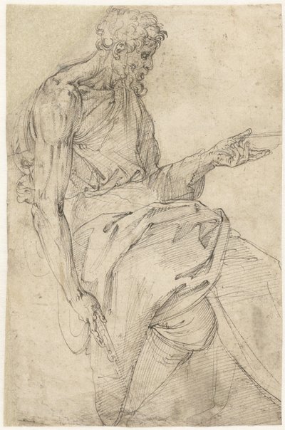 Johannes der Täufer sitzend von Battista Franco