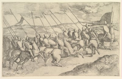 Eine Gesellschaft von Reitern von Battista Franco Veneziano