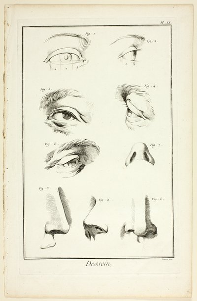 Entwurf: Gesichtsanatomie aus der Encyclopédie von Benoit Louis Prevost