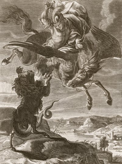 Bellerophon kämpft gegen die Chimäre, 1731 von Bernard Picart