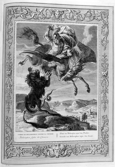 Bellerophon kämpft gegen die Chimäre, 1733 von Bernard Picart