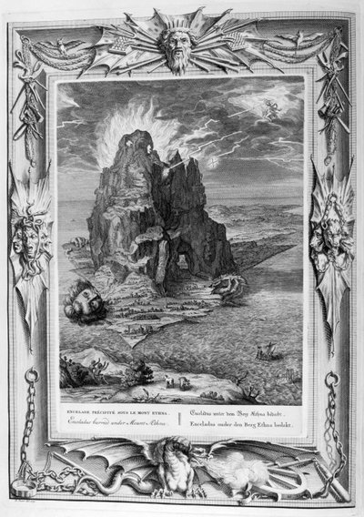 Enceladus im Kampf am Ätna (Gravur) von Bernard Picart