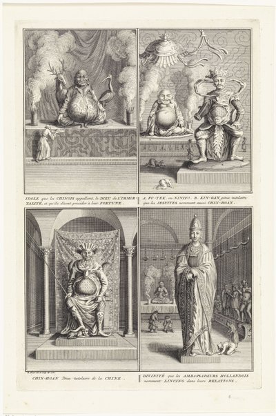 Vier chinesische Götter, 1728 von Bernard Picart