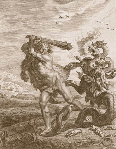 Herkules kämpft gegen die Lernäische Hydra, 1731 von Bernard Picart