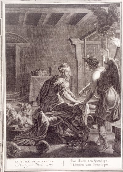 Penelope an ihrem Webstuhl, 1731 von Bernard Picart