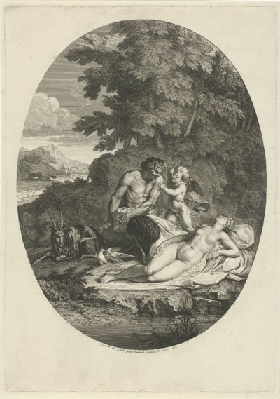 Satyr schleicht sich an die schlafende Venus heran von Bernard Picart