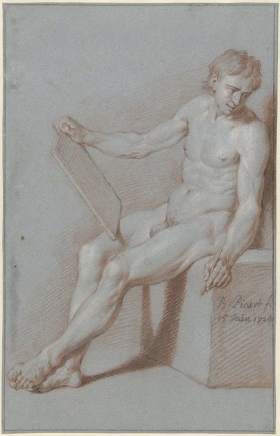 Sitzender Akt, als Zeichner von Bernard Picart