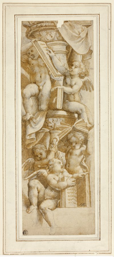 Fünf Putti mit Büchern von Bernardino Gatti