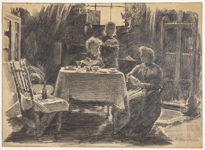 Nachmittagstee im Atelier des Künstlers von Bertha Wegmann