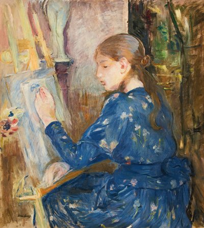 Jeune fille écrivant von Berthe Morisot