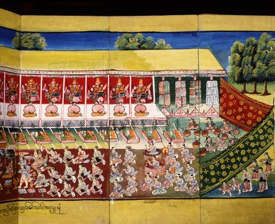 Verdienstszene, Seite aus einem Manuskript von Burmese School