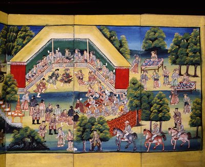 Verdienstszene, Seite aus einem Manuskript von Burmese School