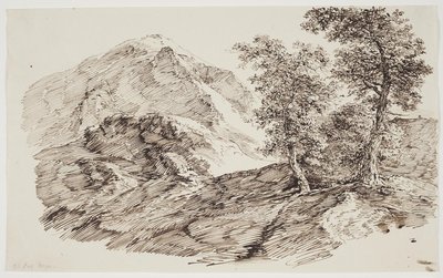 Berglandschaft mit Bäumen von C.F. von Rumohr