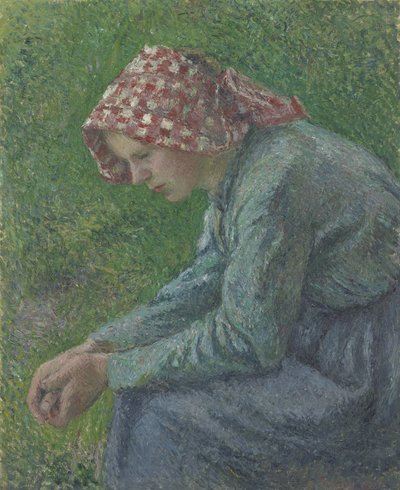 Eine sitzende Bäuerin, 1885 von Camille Jacob Pissarro